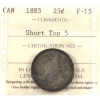 Image 1 : 25-cent 1885 Short Top 5 ICCS F15