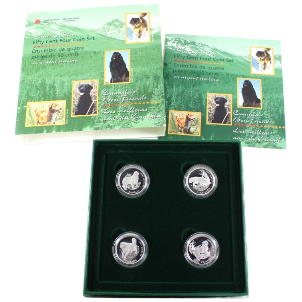 1997 50-cent Canada's Best Friends Dogs of Canada 4-coin Sterling Silver Set