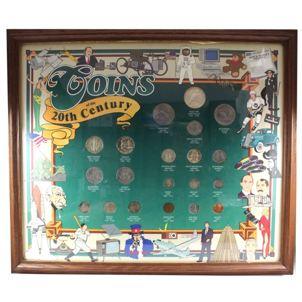 USA Coins of the 20th Century 20-Coin Set in Wooden Frame