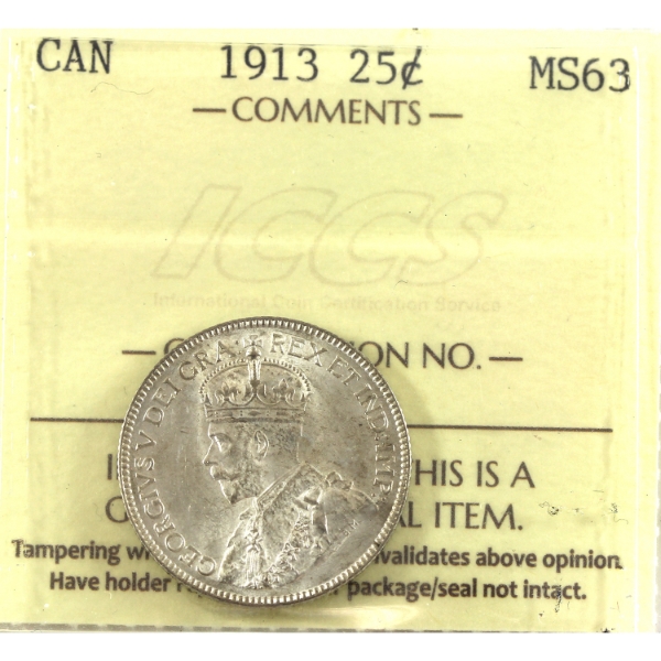 25-cent 1913 ICCS MS63