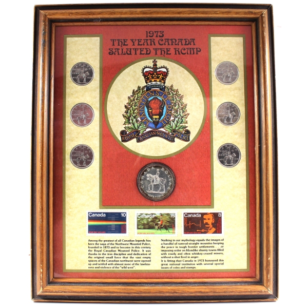 1973 The Year Canada Saluted the RCMP 7-Coin Collection in Wooden Frame