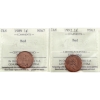 Image 1 : 1-cent 1989 & 1992 ICCS MS67 Red. 2pcs