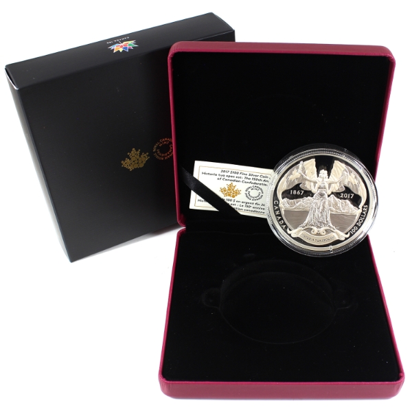 2017 $100 150th Anniversary of Canadian Confederation 10oz .9999 Fine Silver Coin (Tax Exempt)