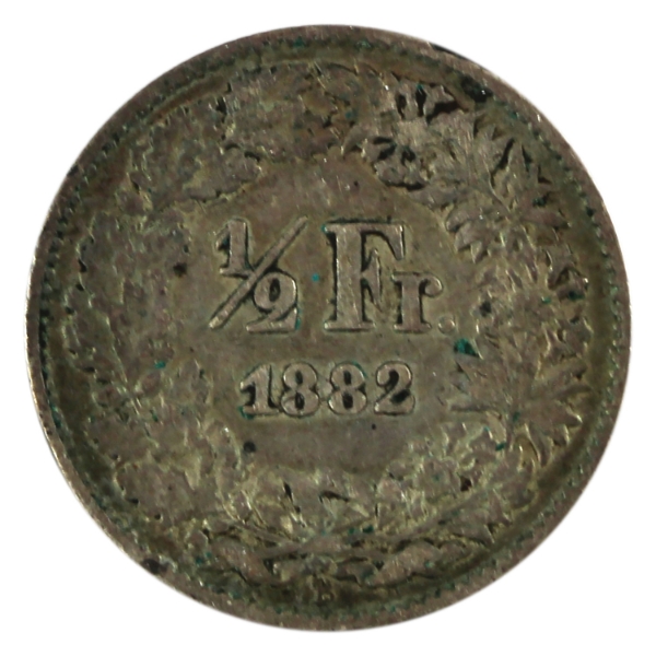 Switzerland Silver 1882B 1/2 Franc EF