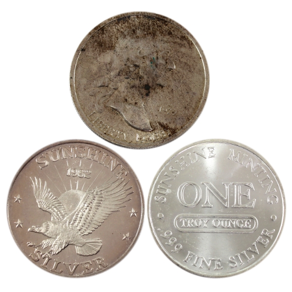 3x 1oz Sunshine & Liberty Lobby .999 Fine Vintage Silver Rounds. 3pcs. (Tax Exempt)