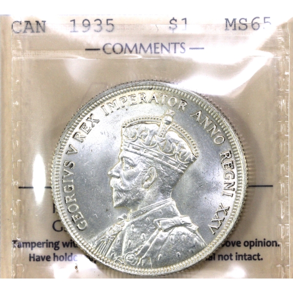 Silver $1 1935 ICCS MS65