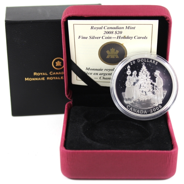 2008 $20 Holiday Carols Fine Silver Coin (Tax Exempt)