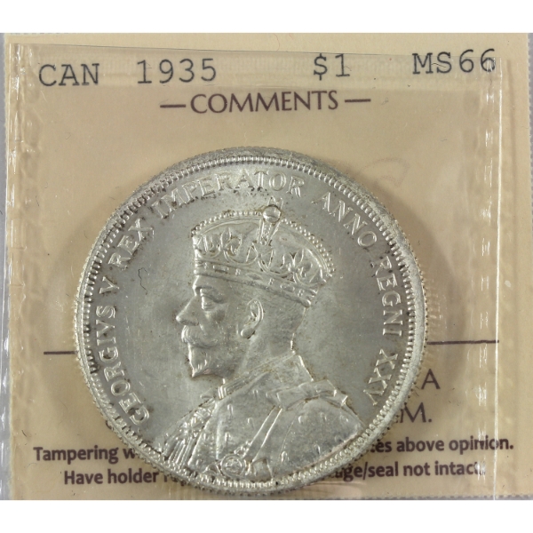 Silver $1 1935 ICCS MS66