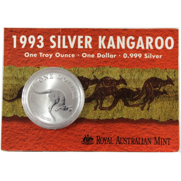 Australia Silver 1993 $1 Kangaroo 1oz .999 Fine Silver (Tax Exempt)