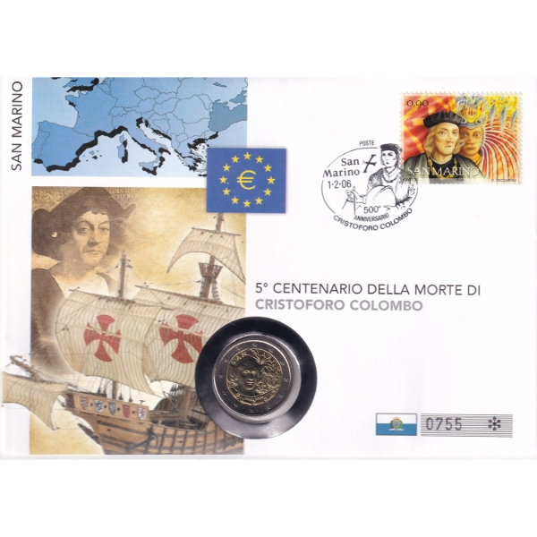 San Marino 2006 2 Euros 500th Ann. of the Death of Christopher Columbus First Day Cover