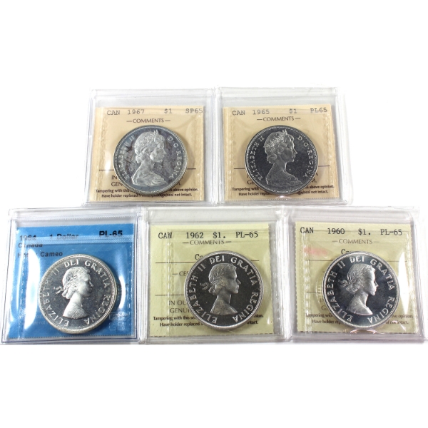 Silver $1 1960-1967 ICCS/CCCS SP65 to PL65. 5pcs.
