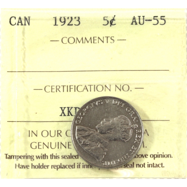 5-cent 1923 ICCS AU55