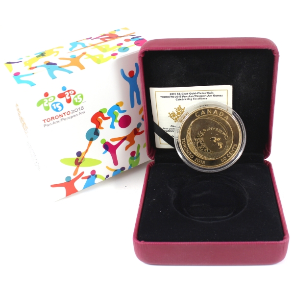2015 50-cent Toronto Pan Am Games Celebrating Excellence Gold Plated Copper Coin