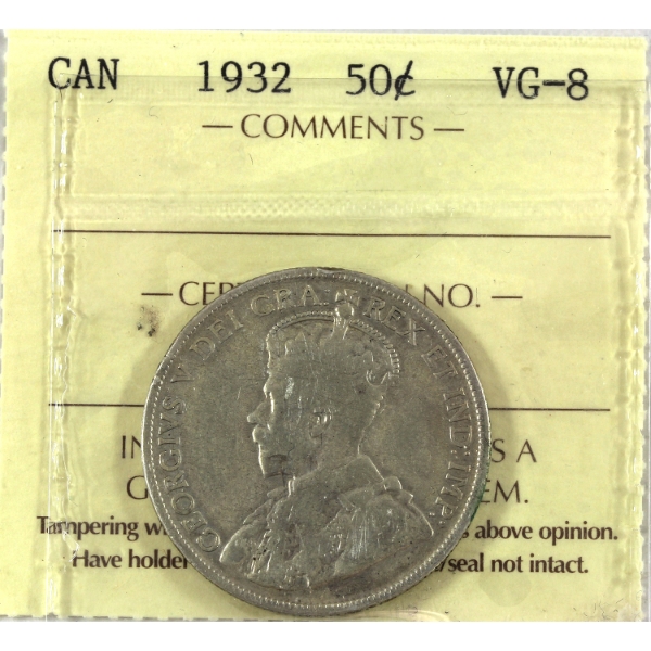 50-cent 1932 ICCS VG8