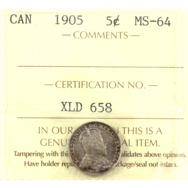 5-cent 1905 ICCS MS64