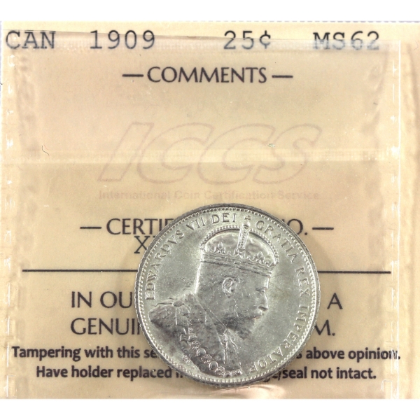 25-cent 1909 ICCS MS62