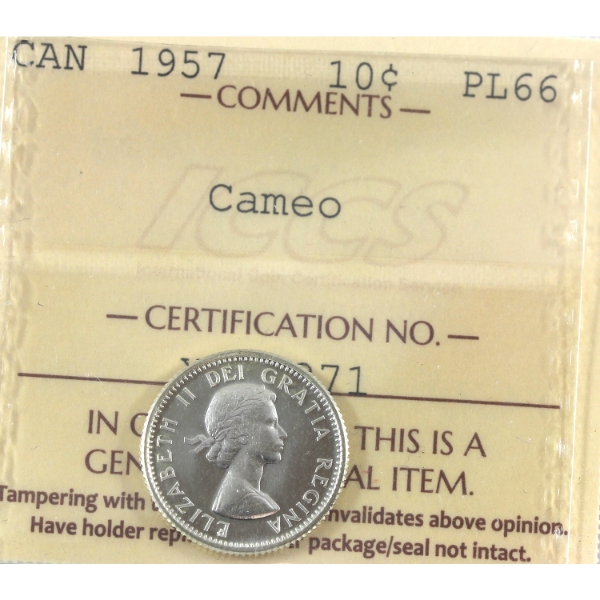 10-cent 1957 ICCS PL66 Cameo