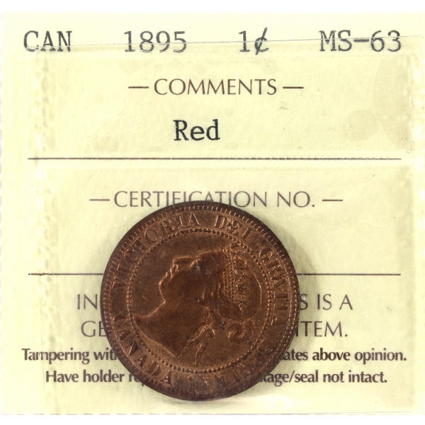 1-cent 1895 ICCS MS63 Red