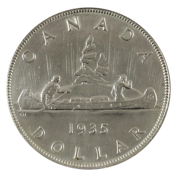 Silver $1 1935 Double XXV UNC (Impaired)