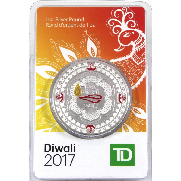 1oz TD 2017 Diwali-Lantern Design .999 Fine Silver Round (Tax Exempt)
