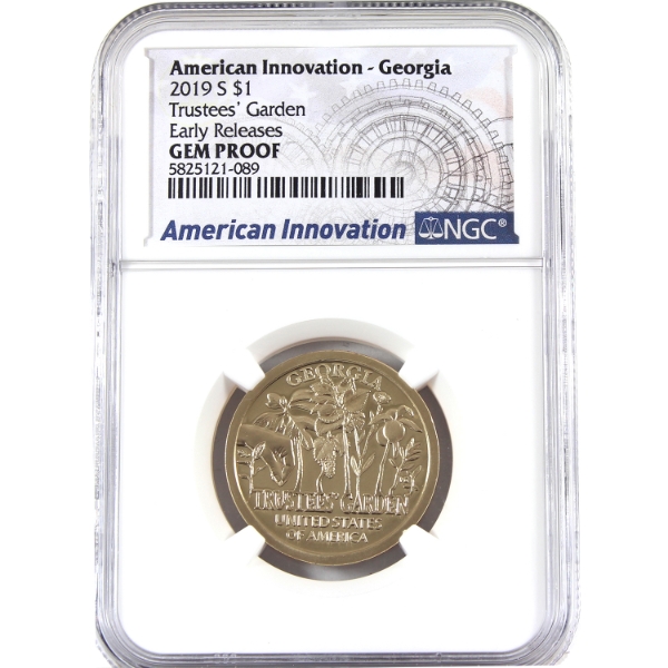 USA 2019S $1 American Innovations - Georgia Trustees' Garden Early Releases NGC GEM Proof
