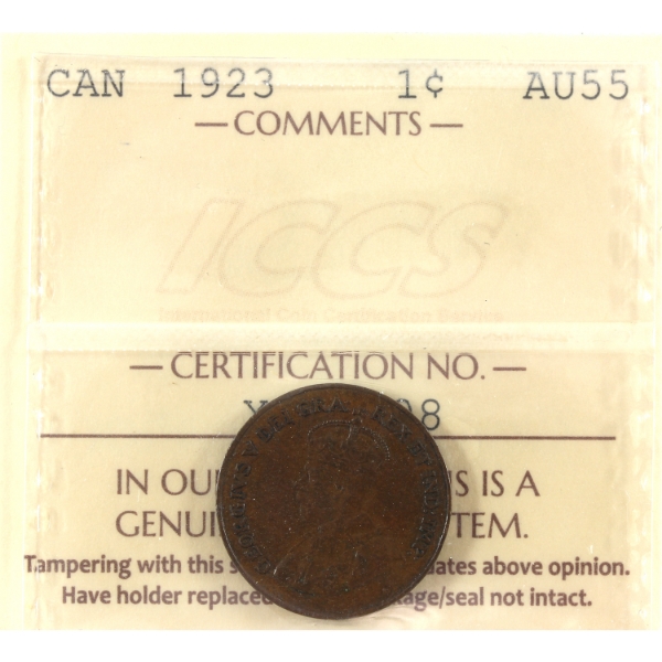 1-cent 1923 ICCS AU55