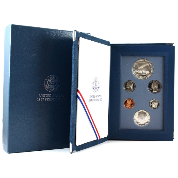 USA 1987 6-Piece Prestige Set. Includes $1 United States Constitution .900 Silver Proof