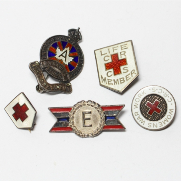 Antique/Vintage Sterling Silver & Enameled Pin Collection. 5pcs. 