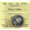 Image 1 : 25-cent 1955 ICCS PL67 Heavy Cameo