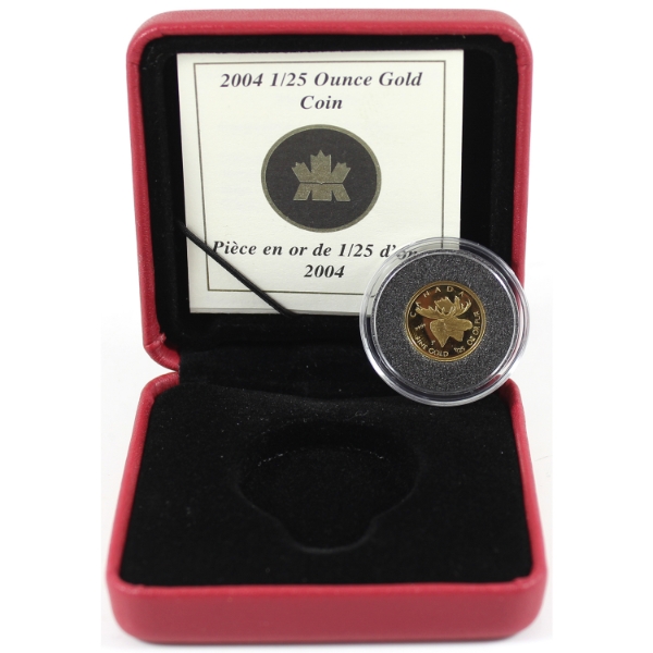 2004 Gold 50-cent Canadian Moose 1/25oz .9999 Fine Gold Coin (Tax Exempt)