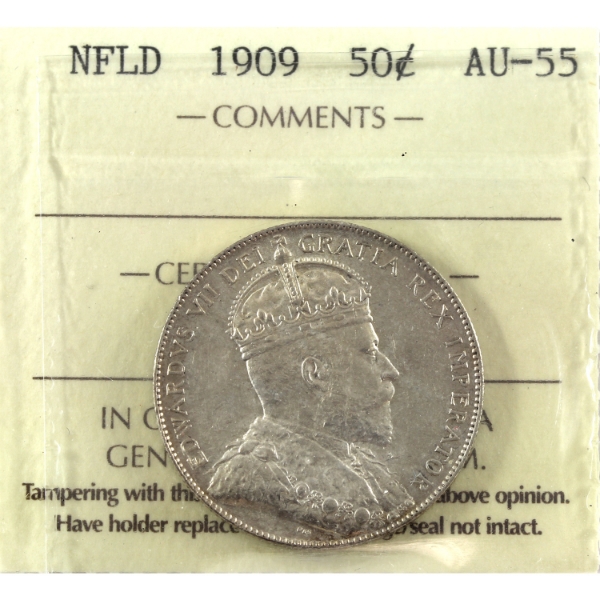 Newfoundland 50-cent 1909 ICCS AU55