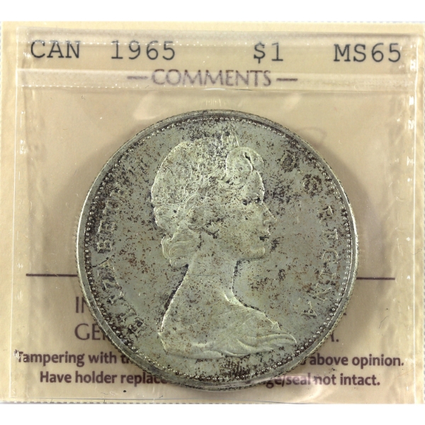 Silver $1 1965 SB P5 (Type 1) ICCS MS65