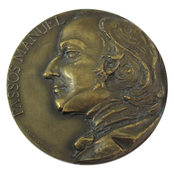 Large Bronze Table Medal "PASSOS MANUEL" by Engraver: Joachim Correia