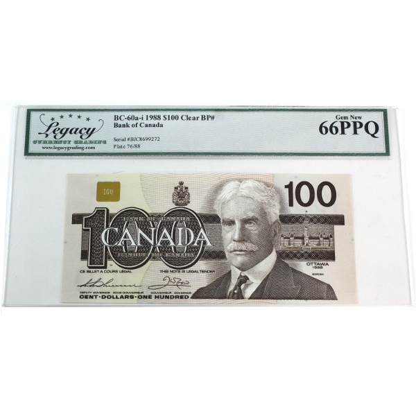 BC-60a-i 1988 $100 Legacy GEM UNC66 PPQ Thiessen-Crow Clear BP# SN:BJC8699272