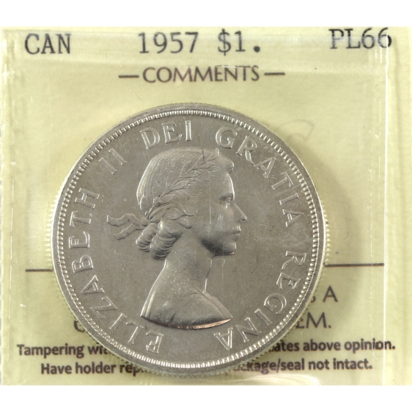 Silver $1 1957 ICCS PL66