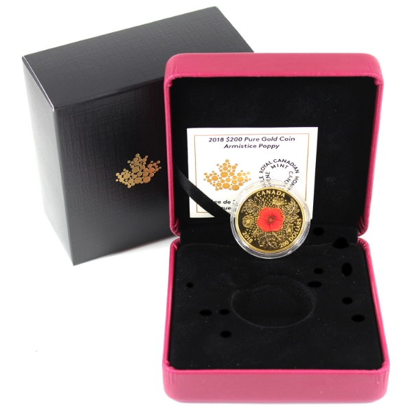 2018 Gold $200 1oz. Armistice Poppy .9999 Gold w/ Selective Colour (Tax Exempt)