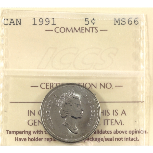 5-cent 1991 ICCS MS66