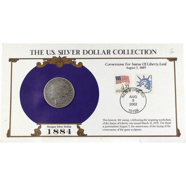 USA 1884 Morgan Silver Dollar Presented in Postal Commemorative Society Holder
