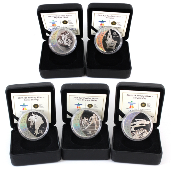 2009 $25 Vancouver Olympics Sterling Silver Hologram Coins Encapsulated in Original Displays w COAs
