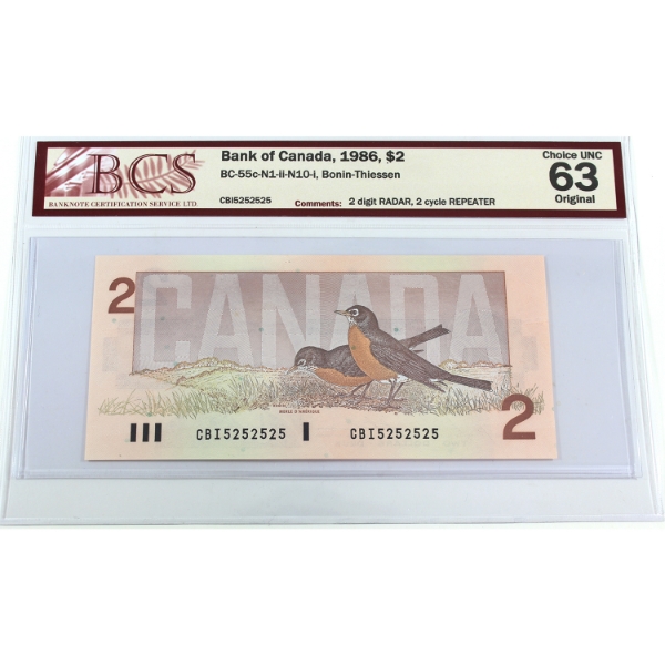 RADAR BC-55c-N1-ii-N10-I 1986 $2 2 Digit RADAR, 2 Cycle REPEATER BCS CUNC63 Original Bonin-Thiessen 
