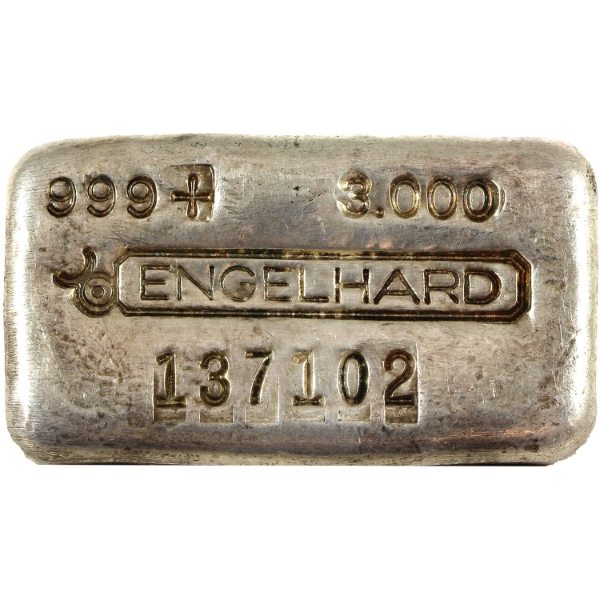 3oz Engelhard Vintage 1rst Series Mid Hallmark .999+ Silver Bar, SN: 137102 *Mintage of <200!*