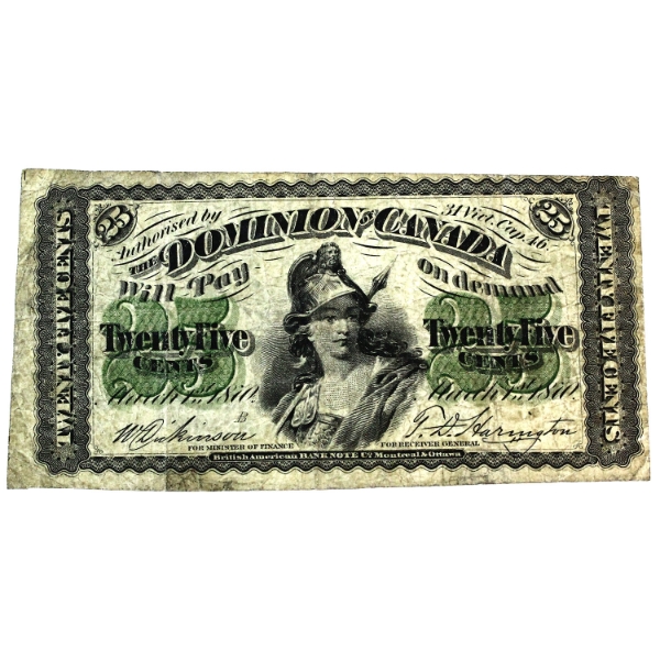 DC-1b-i  1870 25-cent Shinplaster Small B, VG-F