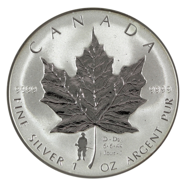 2004 $5 SML D-Day Privy 1oz .9999 Fine Silver (Tax Exempt)