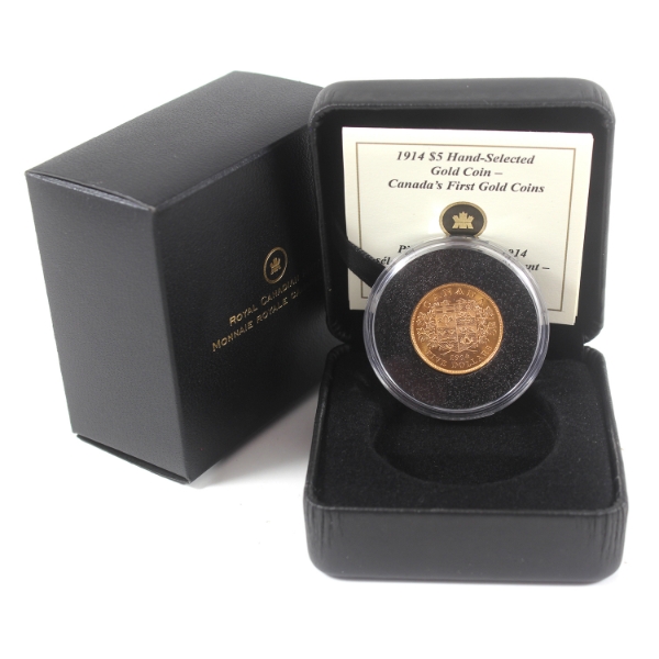 1914 Gold $5 Hand-Selected Gold Coin - Canada's First Gold Coins in RCM Packaging
