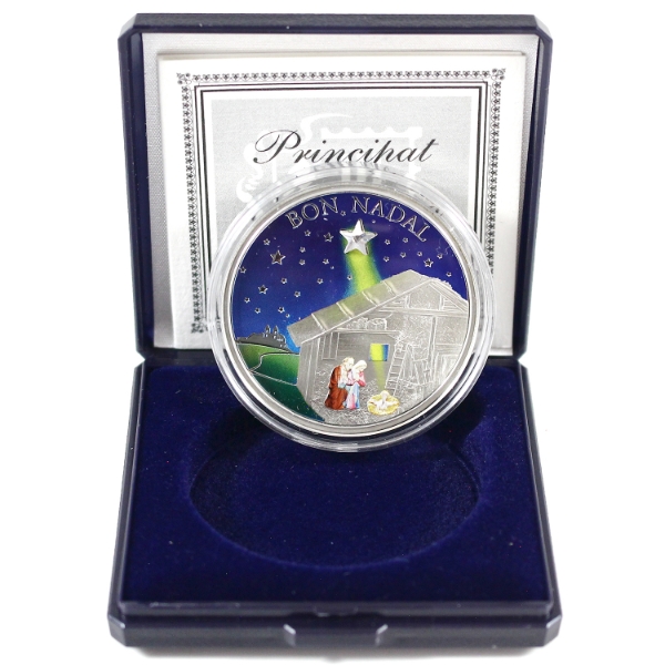 Andorra 2011 5 Diners Bon Nadal (Merry Christmas) Sterling Silver Colour Coin w/ Swarovski® Crystal