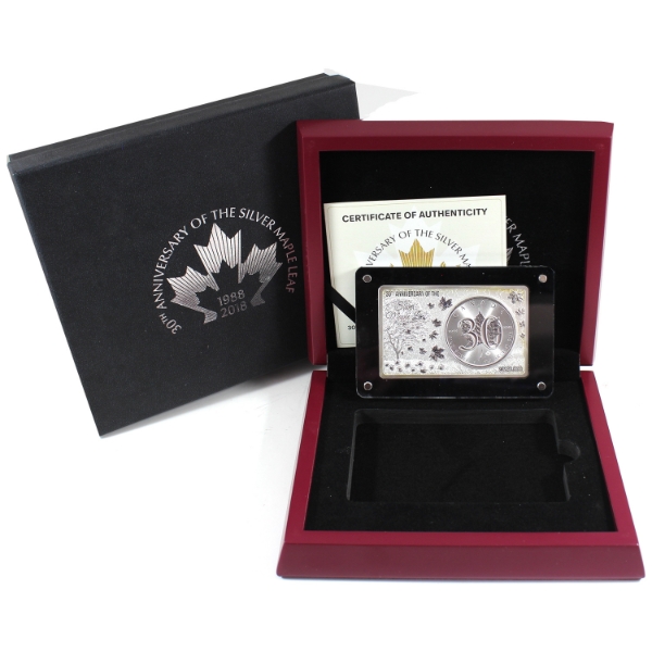 2018 30th Anniversary of the Silver Maple Leaf .9999 Fine Silver 1oz Coin and 2oz Bar Set