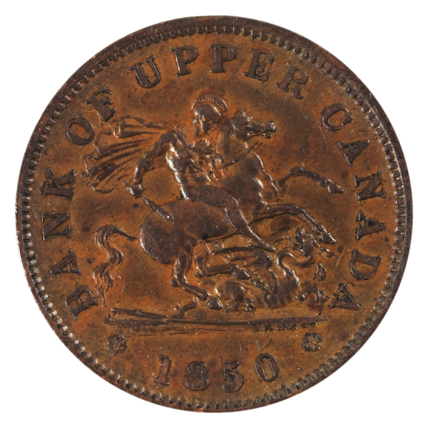 CH# PC-6A1 Bank of Upper Canada 1850 Penny Bank Token AU-UNC