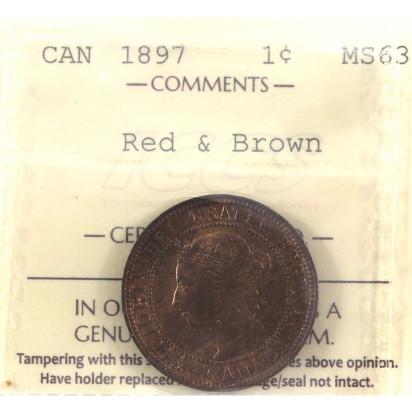 1-cent 1897 ICCS MS63 Red & Brown