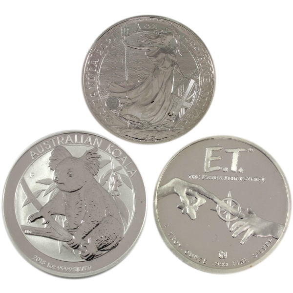 3x 1oz World 1982-2021 Assorted .999 Fine Silver Rounds. 3pcs (Tax Exempt)