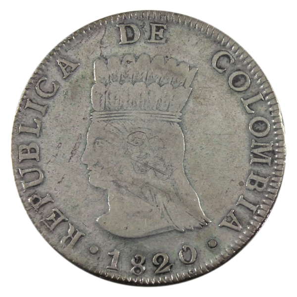 Colombia Silver 1820 8 Reales VF (Graffiti)